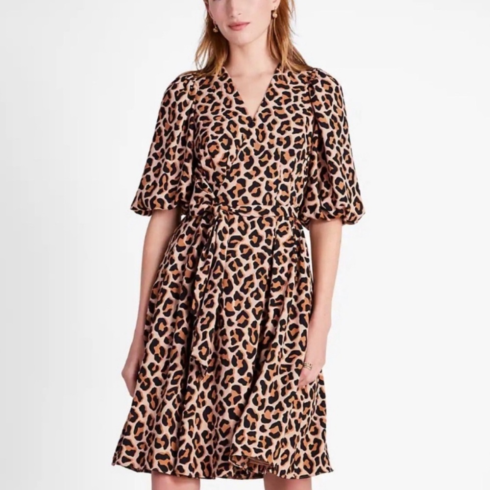 Kate Spade Leopard Wrap Dress Size S